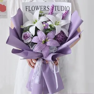 Handmade Crochet Lily Bouquet, Unique Gift for Her Friend Mom, Mother's Day Valentine's Day Present, Knitted Decorative Flower Arrangement