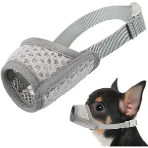 Dog Muzzle, Puppy Soft Mesh Muzzle for Small Medium Large Dogs Chihuahua Poodles Beagle Dachshund Corgis Labrador for Biting Chewing Grooming That Allows Panting Drinking(XXS, Grey)