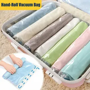 3-Piece Travel Compression Bags Set, Space-Saving Reusable Storage Pouches, Transparent Luggage Backpack Sealed Bag Essentials, Durable Pouch