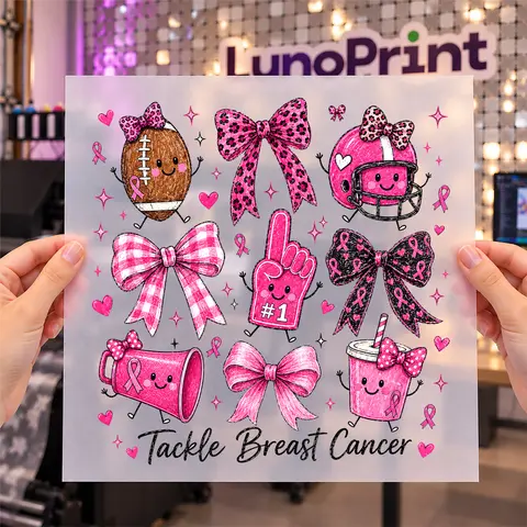 Bc Breast Cancer Awareness (1) DTF transfer - Adult size (~11 inches longest side) - Ready to press Hot peel DTF Heat transfer - adult size