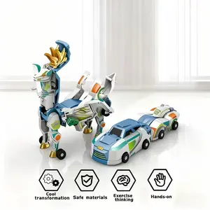 Two-In-One Automatic Transform Magnetic Mars Deer Toy Car, Mini Inertia Sliding Car, Dinosaur Monster, Parent-Child Interaction Gift