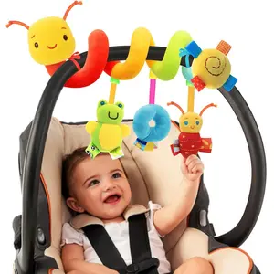 Spiral Car Seat Toys - Baby Sensory Soft Plush Hanging Toys for 0-12 Months Stroller Crib Accessories, Essentials for Expecting Moms & Baby Shower Registry Gift