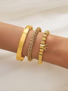 Fashionable Roman Numerals Pattern Crown Design Bracelet, Stainless Steel Jewelry for Party, Daily Clothing Decor, Trendy All-match & Exquisite Jewelry for Birthday Gift