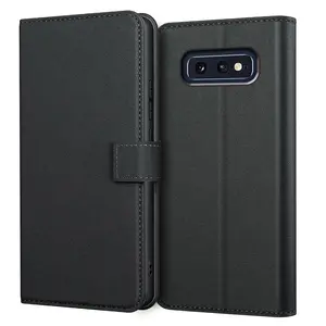 For Samsung Galaxy S5 S6 S7 S8 S9 S10 S20 S21 S22 S23 S24 S25 Plus Ultra FE Case With Kickstand PU Leather Card Slot Black Wallet Flip Protective Phone Case Cover