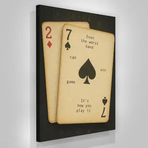 Inspirational Poker Quote Wall Art, “Even the Worst Hand Can Win”, Vintage Playing Cards Poster for Game Rooms, Offices & Man Caves