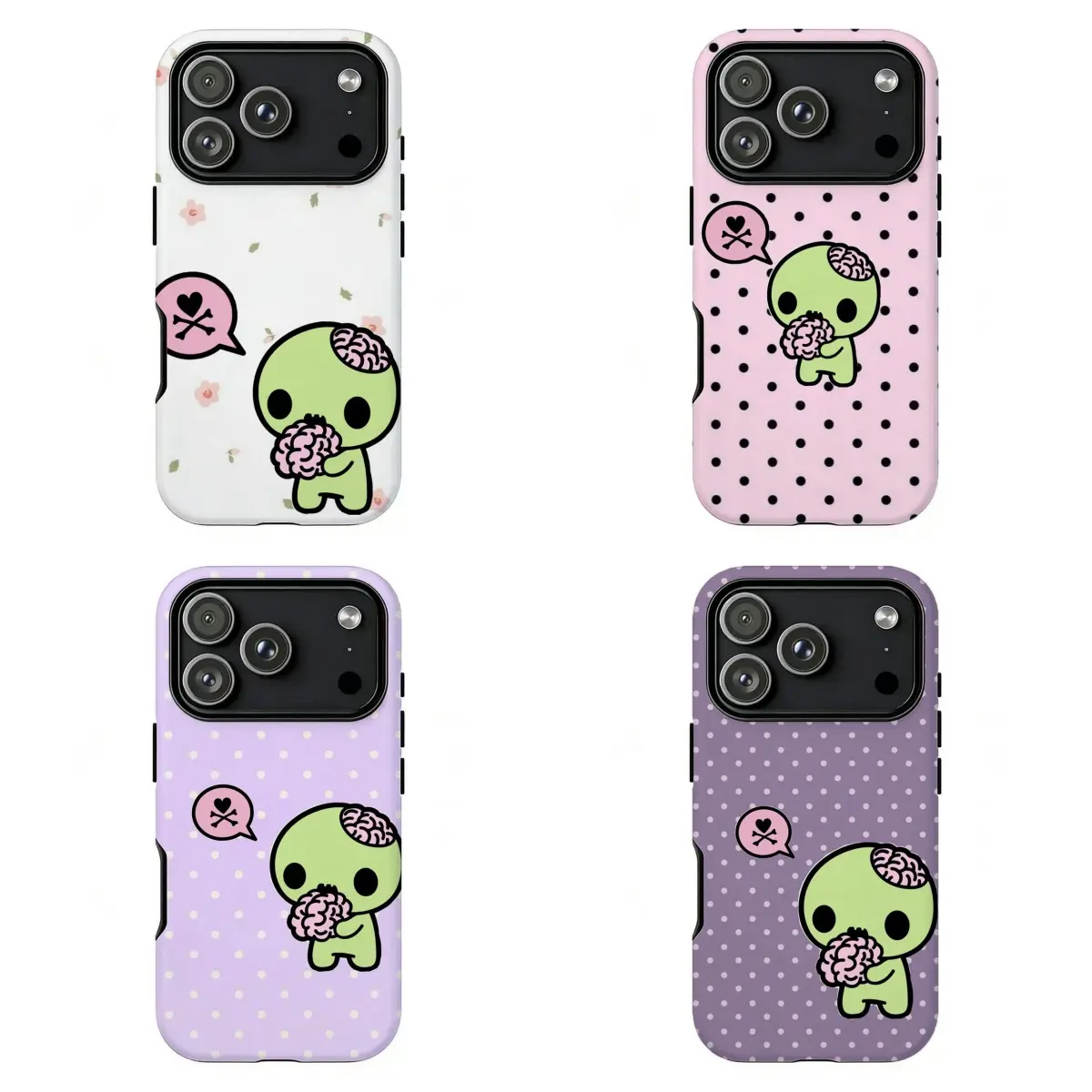Y2k Kawaii Em0 Z0mb1e Phone Case|Pastel Polka Dot Shockproof Cover For iPhone 11 12 13 14 15 16 17 Pro Max For Samsung S26 S25 S24 S23 S22-Gift Ideas For Him/Her/Fans