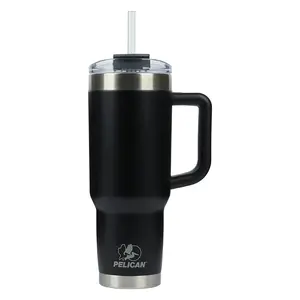 Pelican 40 oz. Portable Travel Tumbler - Vacuum Insulated Stainless Steel Mug with Spill-Resistant Lid & Drinking Straw Drinkware Bottles