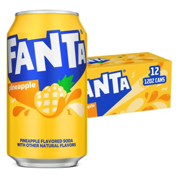 Fanta Pineapple Soda Pop – 12 fl oz Cans, 12 Pack Fridge Pack