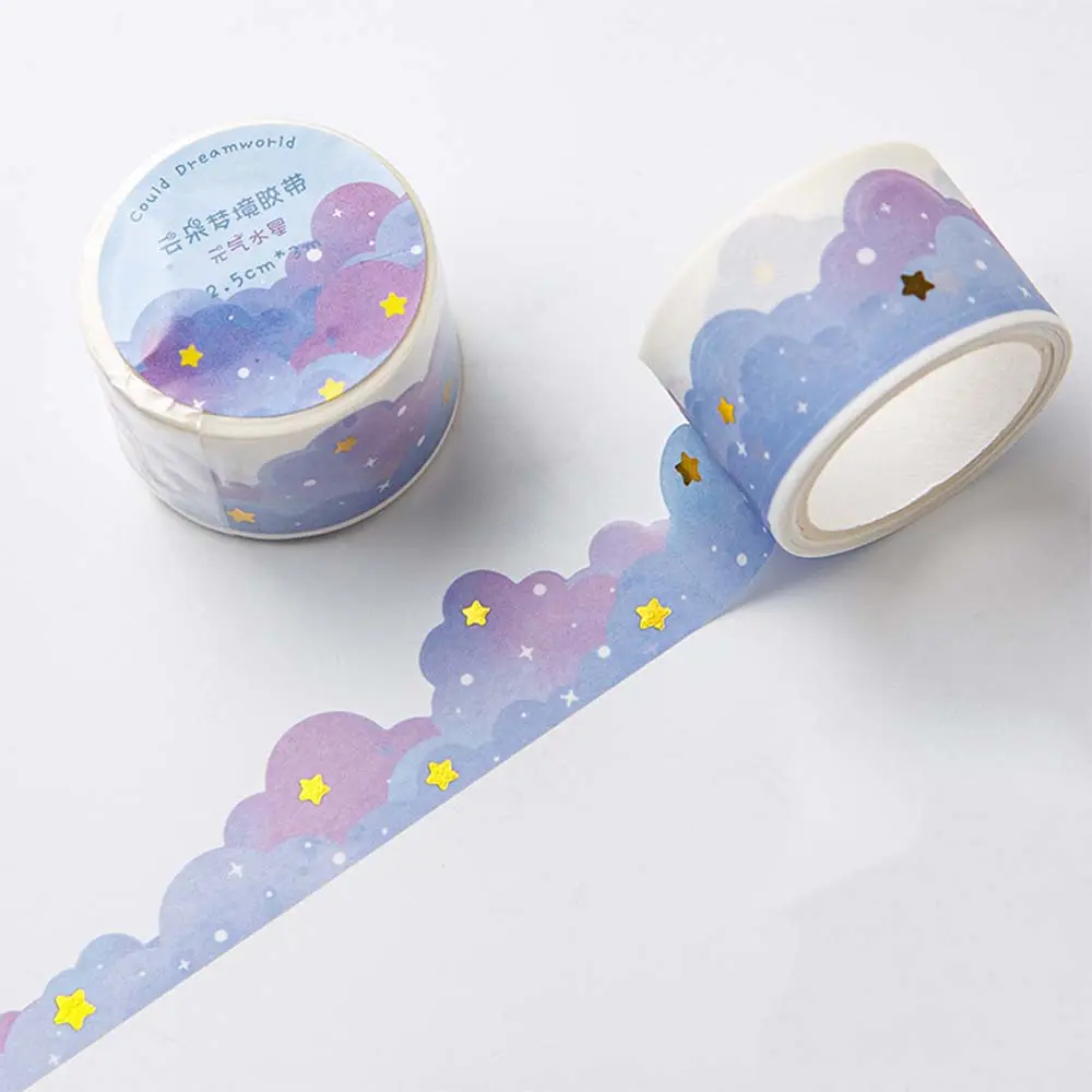 4pcs Dream Cloud Design Tape Stickers, Art Stickers, Aesthetic Stickers, Journal Stickers, Irregular Border Decals, Handmade Notebook Decorations, School Office Supplies, DIY Book Stationery, Handmade Crafts
