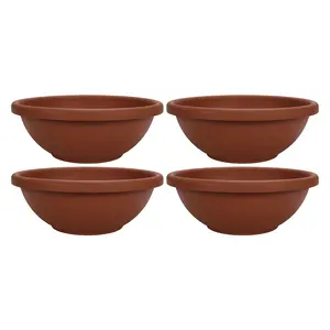 The HC Companies 18 Inch Resin Garden Bowl Planter Pot, Terra Cotta (4 Pack)