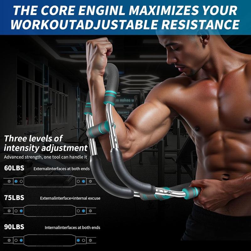 PowerTwist Arm Trainer Stainless Steel Forearm Strengthener Portable U-Shaped Chest Expander Adjustable Resistance for Home Gym Workout Golden Spring Arm Trainer pin