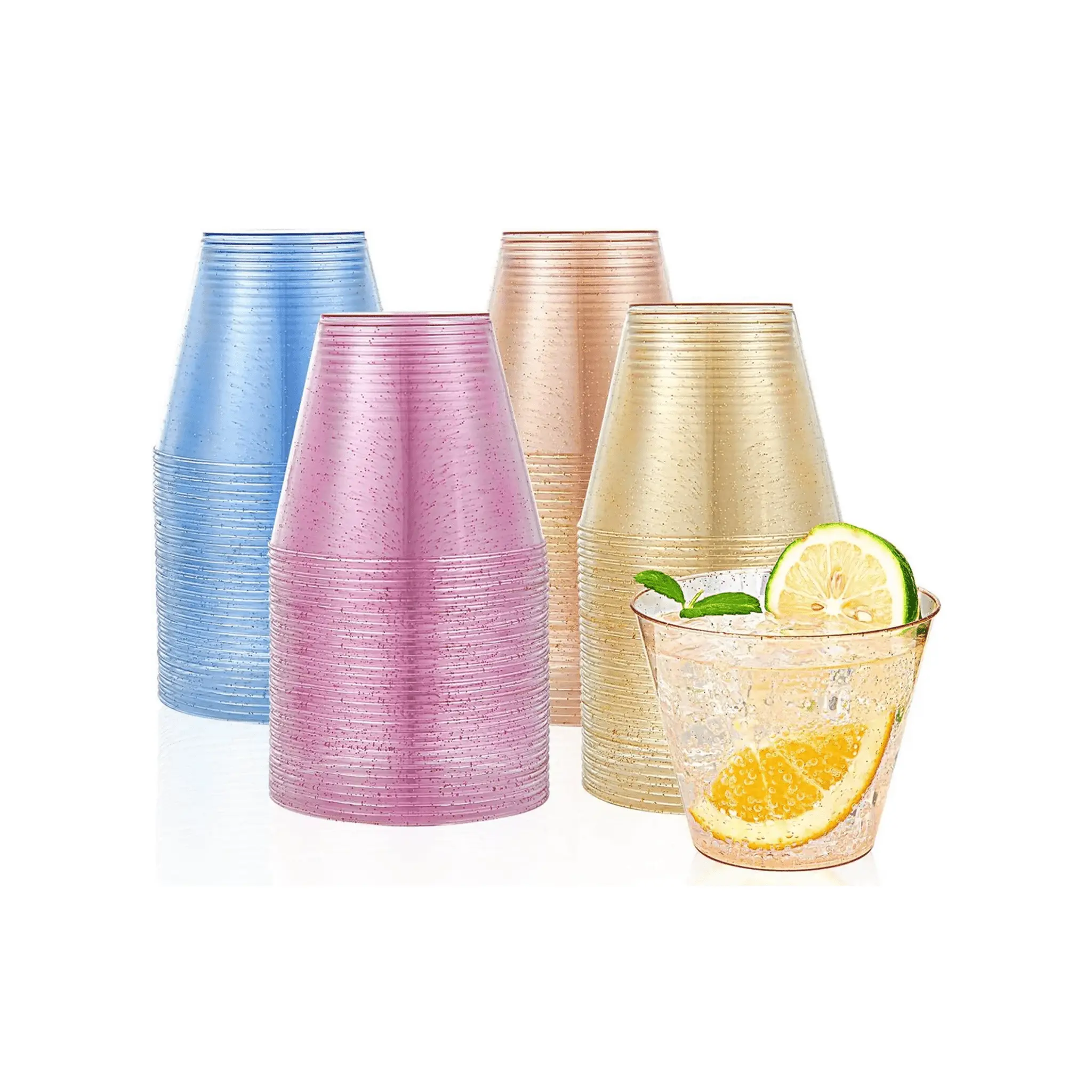 Assorted Glitter Disposable Plastic Cocktail Cups - 9 oz, 10 oz - Festive Home & Party Supplies Tableware