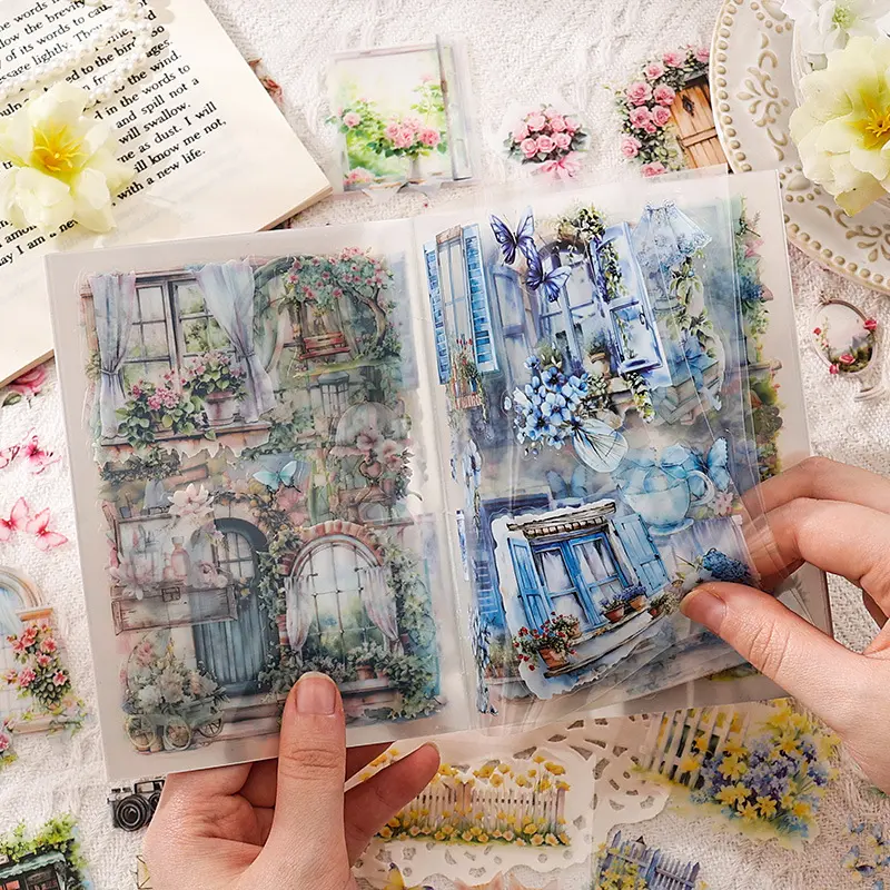 PET Vintage Sticker Book Garden Scenery Handbook Decorative Stickers Scenes Stickers Scrapbooking Ephemera For Junk Journal Water Bottle Laptop Phone Decoration Sticker Packs Sheets