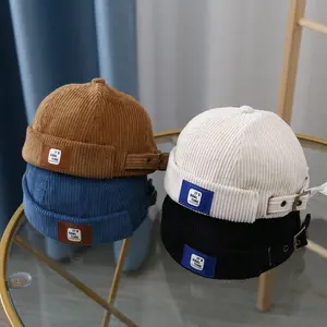 Retro Corduroy Brimless Docker Cap For Men Women Solid Color Adjustable Landlord Docker Cap Streetwear Hip Hop Hats Dome Hats Travel Tourism Beach Vacation