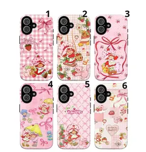Strawberry Sweetheart Playful Phone Case, Retro 90s Pink Phone Case, Compatible with iPhone 17/16/15/14/13/12/11 Pro Max