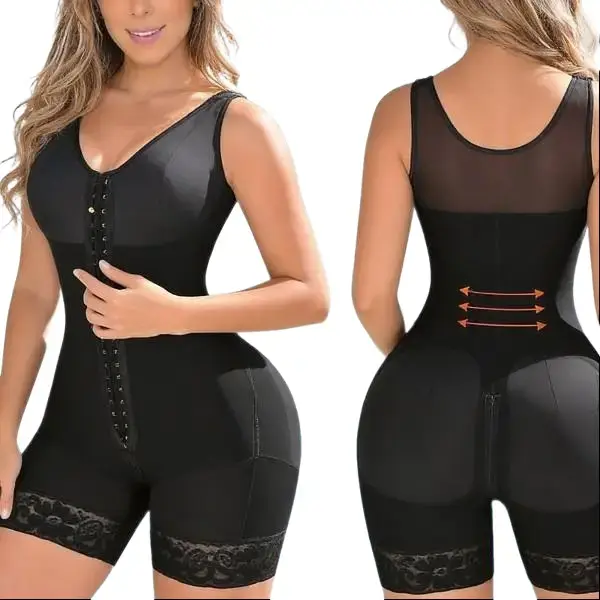 Solid Open Bust Faja Shapewear for Women, High Compression Thigh Slimmer Bodysuit with Tummy Control and Butt Lifter, Shaper
