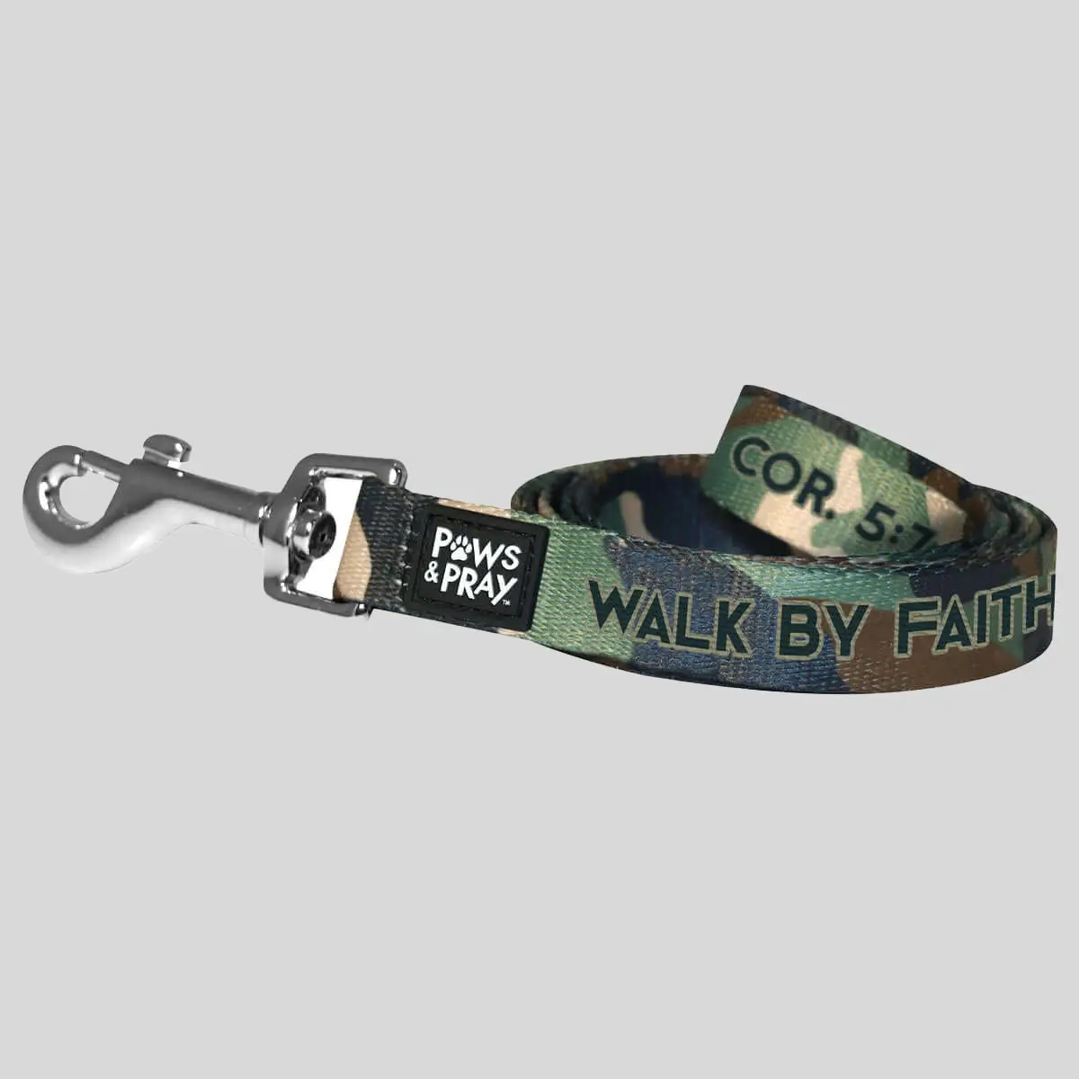 Paws & Pray Rugged Camo Dog Leash - 60" x 3/4", Everyday Use Basic Lead, Compatible with Dog Collars, Ideal for Neighborhood Walks, Trail Hikes, 60 Inches