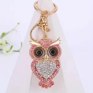 1pc, Creative Metal Owl Keychain, Pink Rhinestone Backpack Accessory Pendant, Keyring Packs, Bag Pendants, Backpack Charms, Birthday Gifts, Party Favors, Holiday Gifts keychain toy valentine gift dio  head  chain uk  keychains car spring hook cute fall