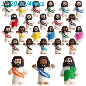 Jesus Statue Bulk Pack, Multi-Color PVC Religious Action Figures, Rich Expressions, Diverse Poses, No Power Needed, Perfect for Easter Egg Hunt, Religious Decor, Religious Decoration, Ornaments