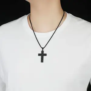 American Flag Cross Necklace for Men 316L Stainless Steel Bible Verse Christian Faith Pendant Chain 22+2 Inches Graduation Gifts for Him