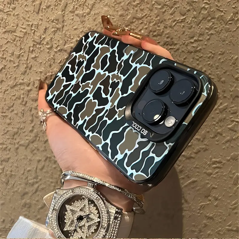 Vintage Camo Black Shockproof Phone Case For iPhone 7 8 X XR 11 12 13 14 15 16 17 Pro Max Plus Air , Compatible with Magnetic Magnetic Sitka Camouflage