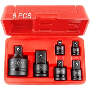 6 Piece impact Socket Adapter and Reducer Set, 1/4", 3/8", 1/2", 3/4" Chrome Vanadium Steel impact Ratchet/Socket Extension/Conversion Kit for automotive maintenance construction engineering