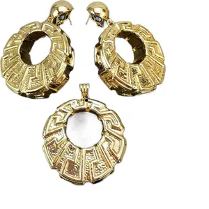 Luxury Gold Earrings & Pendant Jewelry Set