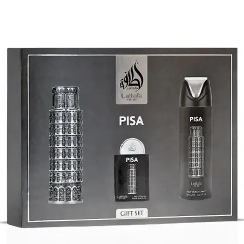 Lattafa Pride Pisa Unisex 3-Piece Arab EDP Perfume Set - 100ml Scented Eau de Parfum, Fragrance Ensemble Set, Multi-Scent Pre-Packed Bundle, Gifting Ready, Single Item Option