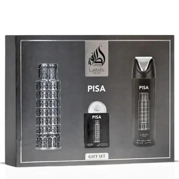 Lattafa Pride Pisa Unisex 3-Piece Arab EDP Perfume Set - 100ml Scented Eau de Parfum, Fragrance Ensemble Set, Multi-Scent Pre-Packed Bundle, Gifting Ready, Single Item Option