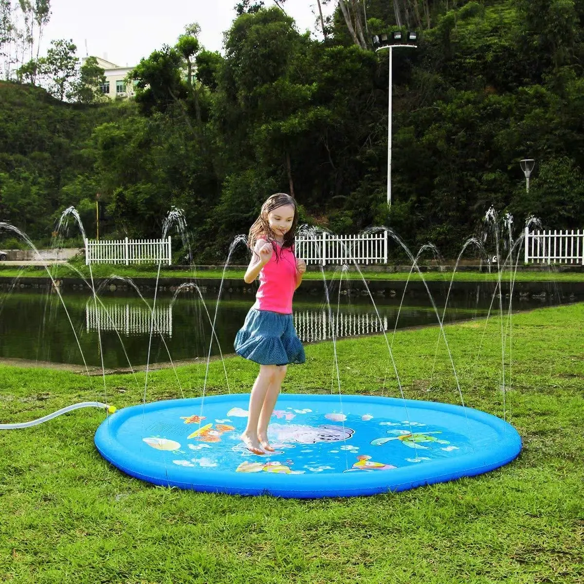 Summer Cooling Water Mat! Dolphin Splash Play Pad Multi Purpose Inflatable Water Sprinkler for Children & Dogs, Ideal for Patio, Grass & Family Outdoor Fun, Water Sprinklers