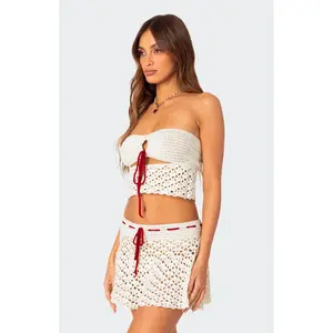 Edikted Women's Jaslene Strapless Crochet Tube Top