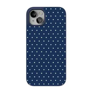 Casely iPhone 15 Case | On the Dot | Navy Polka Dot | Align Soft-Touch Flexible Bumper Case | Compatible with MagSafe
