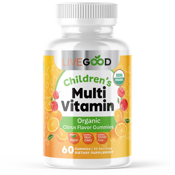 LiveGood Organic Chewable Children’s Complete Multi-Vitamin Gummies (3+ Years, 60 Pcs) - Gluten-Free, Artificial Color Free, No Artificial Flavors, All Natural Immune Support Supplement with Bioavailable Organic Vitamins + Zinc for Everyday Vitality