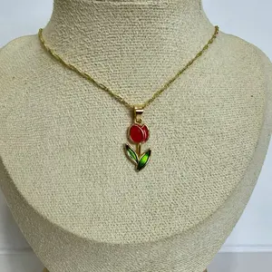 Cadena de tulipán gold plated / colores disponibles. Cadena size 20”