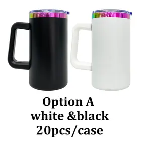 25pcs 20oz Rainbow Underneath Handle Mugs With Removable Plastic Handle USA Warehouse Laser Engraving Tumblers Coffee Mugs