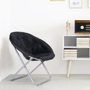 JupiterForce Oversized Fur Moon Saucer Chair - Soft Folding Chair with Metal Frame, Modern Indoor Home Furniture