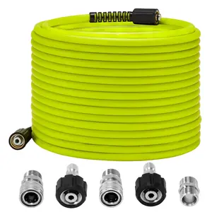 Car High Pressure Cleaning Hose, Pressure Washer Hose, Power Washer Hose, High Pressure Cleaning Hose with M22 14mm Stainless Steel Quick Connect Replacement Type, Max Pressure 3600PSI, with 1 Coupler, 2 Conversion Adapter Kits