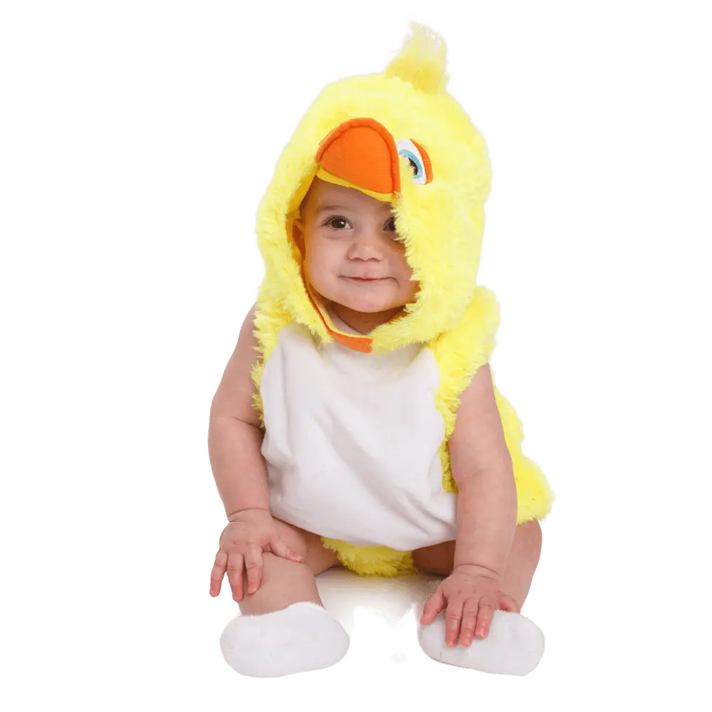 Little Duckling Costume Dress For Babies - Yellow Fuzzy Bubble Tunic with Hood - Cute Baby Costume For Halloween, Christmas,  Birthday ,Theme Party & Cosplay