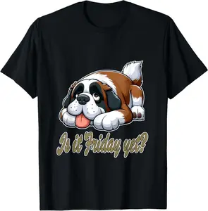 Is It Friday Yet Lazy? Saint Bernard Waiting For The Weekend T-Shirt