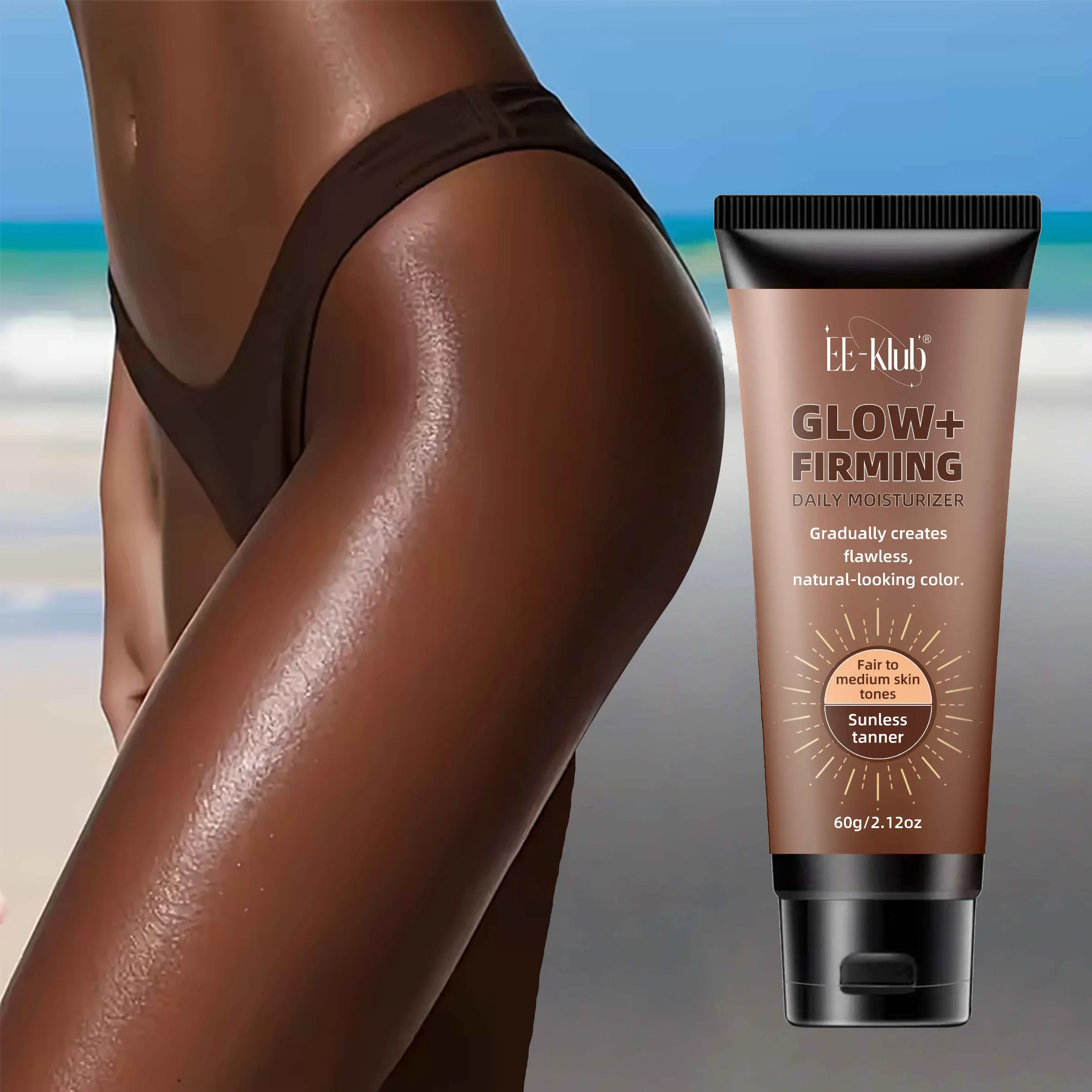 Sunless Bronzer Cream for Natural Skin Tone, Fragrance-Free Body Lotion, Gradual Tanning Lotion for Fair to Medium Skin, Glow Tanner, Bronzing Lotion, Moisturizing & Nourishing, Moisturizer