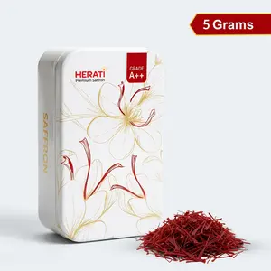 5g Herati Saffron: Grade A+ Super Negin Threads - 5.0g Tin Box for Mood, Tea & Gourmet Cooking - 100% Handpicked