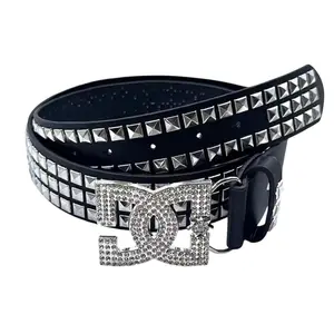 Rhinestone Logo Studded Belt