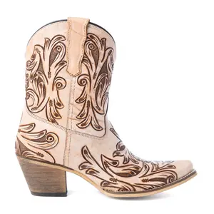 Copper Rose Western Booties in Cream