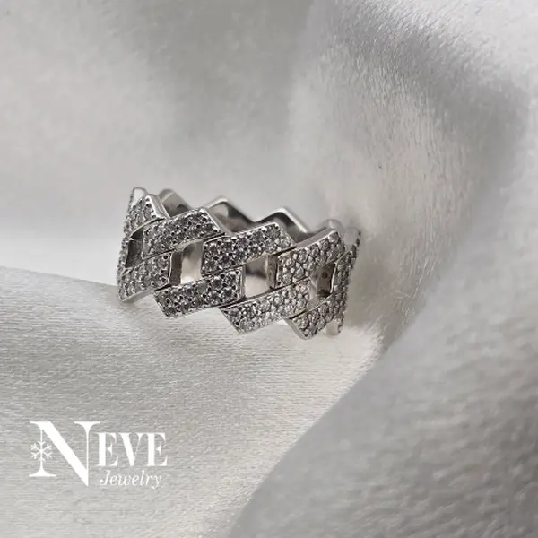 High Quality Sterling Silver 925 Miami Cuban Moissanite Link Ring