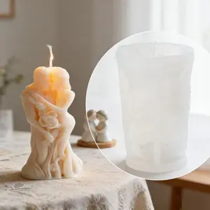Romantic Couple Embrace Handmade Silicone Candle Mold, 3D Sculpted Lovers Hug, DIY Flower Resin Casting Tool, Valentine's Day Wedding Decor Gift