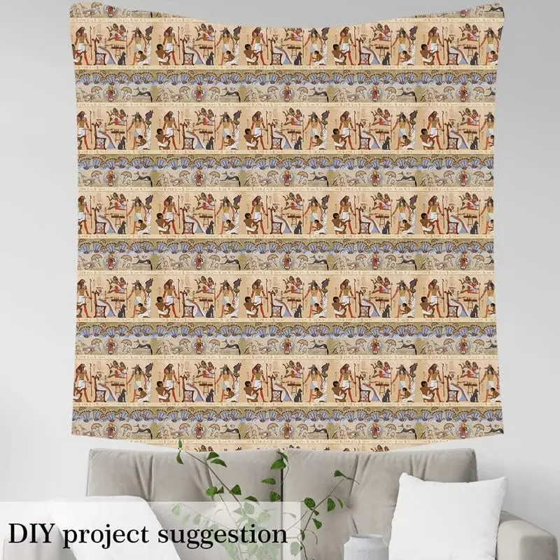 Tribal Upholstery Fabric for Chairs,Egypt Culture Fabric By The Yard,Egyptian Print Decorative Fabric for Upholstery and Home DIY Projects, Polyester Material, Waterproof Feature