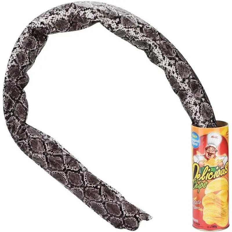 Novelty Snake Trick Toy Potato Chip Can Funny Pranks Joke Jump Pop Out Spring Party Supplies Latex Scary Full Head Mask foam Halloween Black Bat Wall Stickers Set Scented Candle with Bow Thick Thank You Bags and Accessories Mini Coil Springs Party Favors