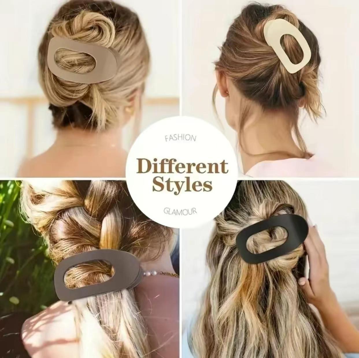 Solid Color Hair Clip, 4pcs Oval Acrylic Hair Clips Set for Women, No Trace Flat Large Hair Clip, Elegant Minimalist Frosted Solid Color Hair Clips for Daily Wear, Ideal Gifts for Her