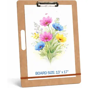 Drawing Board - 13 x 17 Sketch Boards with Handle for Drafting Art - Portable Wooden Clipboard for Class or Studio Fit in Artists Tote
