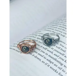 Pyrite Wire Ring Handmade with Genuine Copper or Stainless Steel Ultra Protective Stone for Abundance Prosperity and Creativity